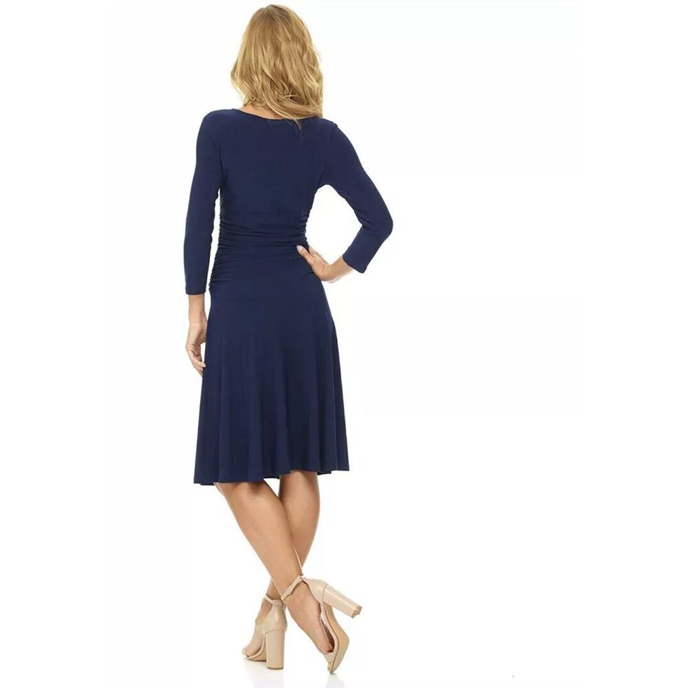 Rekucci Women's Slimming 3/4 Sleeve Fit-and-Flare Tummy Control Dress - Picture 3 of 6